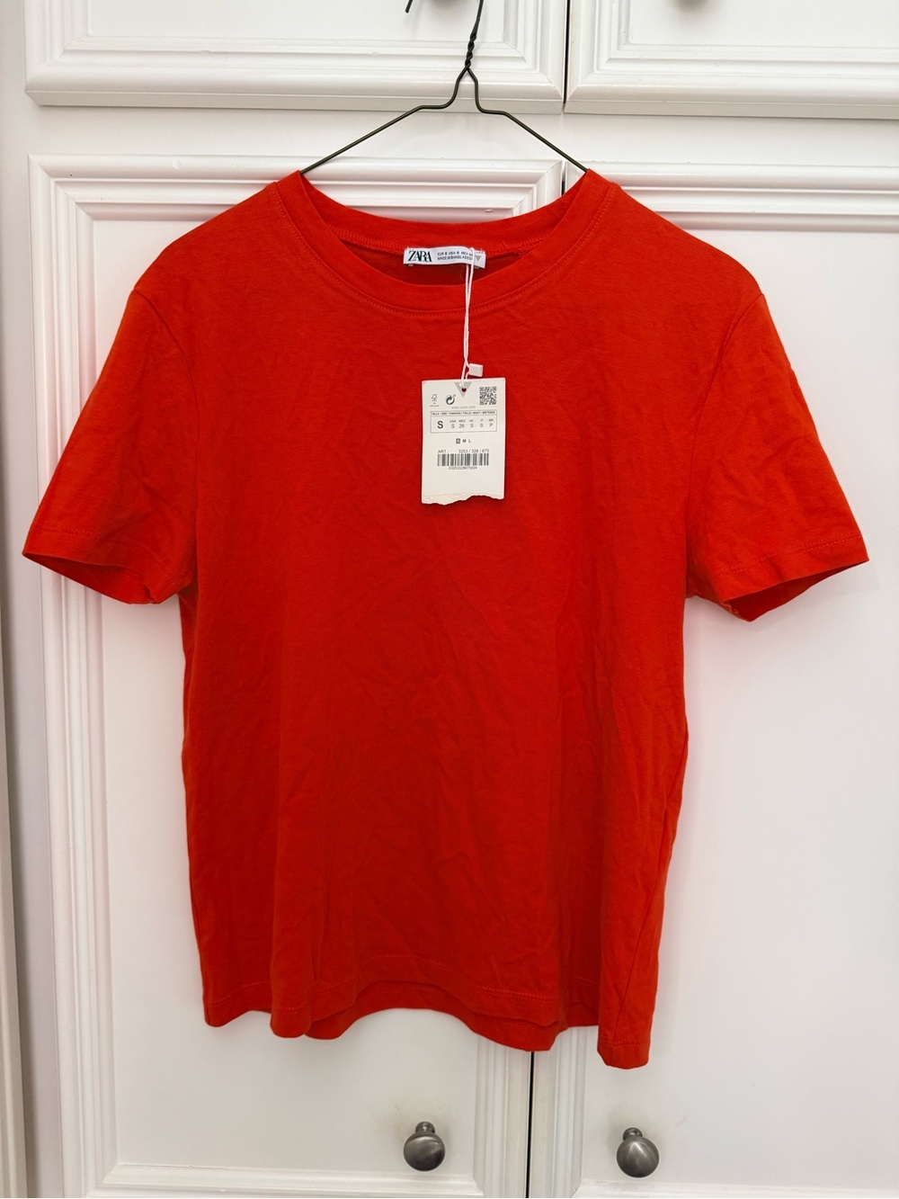 ZARA woman orange Crew Neck T-Shirt